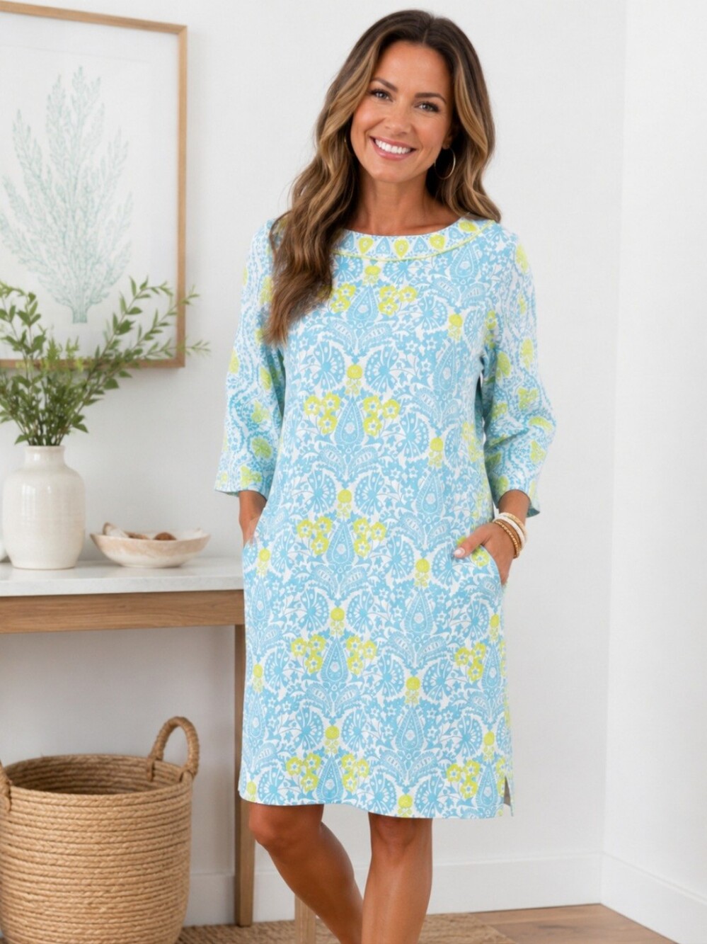 Gretchen Scott Bateau Breeze Dress Size XS East India Blue Green Jersey Stretch